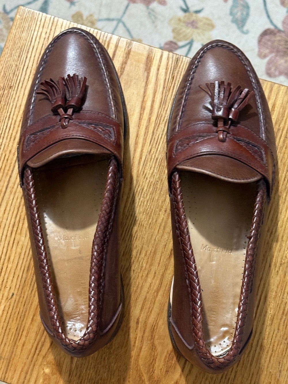 Allen Edmonds Maxfield Mens 9 C Narrow Leather Tassel Loafers Brown Dress Shoes